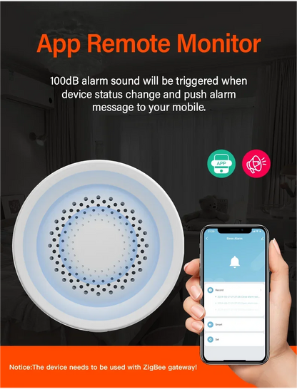 Tuya Zigbee Siren Alarm – 100db Smart Home Security Speaker, Works with Alexa & Yandex Alice, Requires Tuya Zigbee Hub