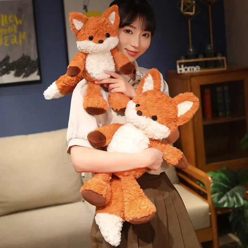 35cm/50cm Cute Fluffy Orange Fox Plush Toy – Soft Cartoon Stuffed Doll, Perfect Birthday Gift