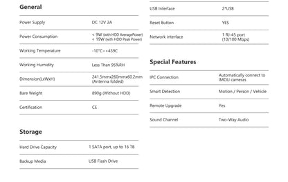 IMOU 10/18CH Wireless NVR – Dual-Band 2.4/5GHz Wi-Fi Network Security System, Metal Shell
