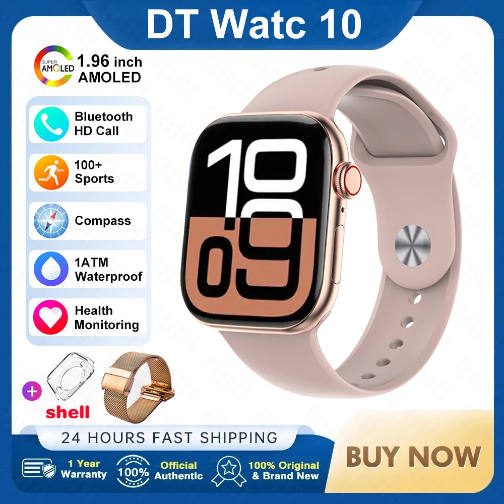 2025 DT 10 Smart Watch – 2.01" AMOLED, 16GB, Music, 3D Surround, BT Call, Waterproof Smartwatch for Men & Women