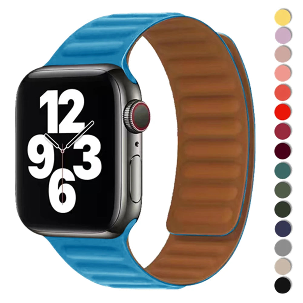 Magnetic Silicone Link Bracelet for Apple Watch Ultra | Fits 38mm-49mm | Compatible with iWatch Series 3-8 and SE