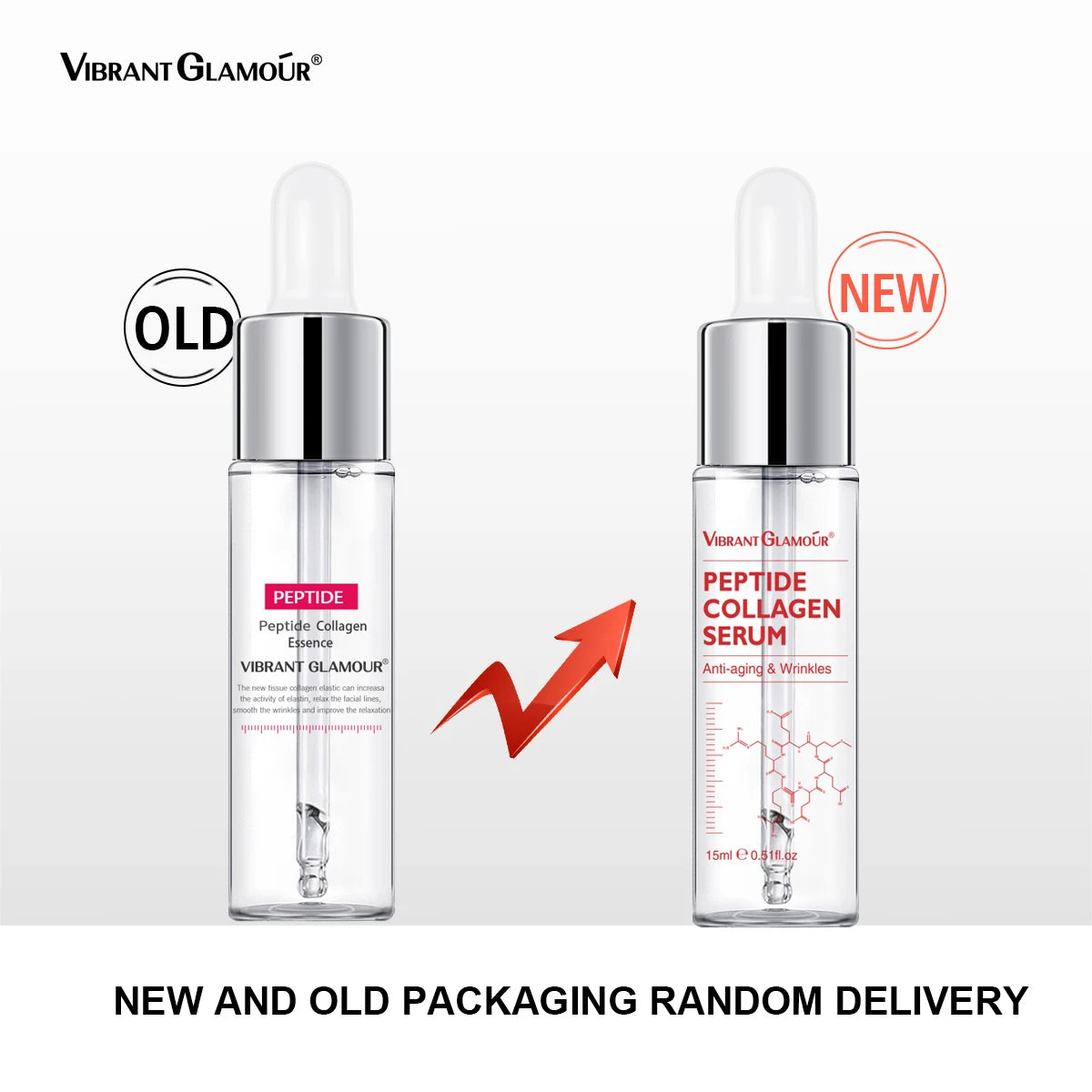 VIBRANT GLAMOUR 10-Piece Peptide Collagen Facial Serum Set - Anti-Aging Moisturizing Skin Care for Fine Lines, Firmness, and Radiance