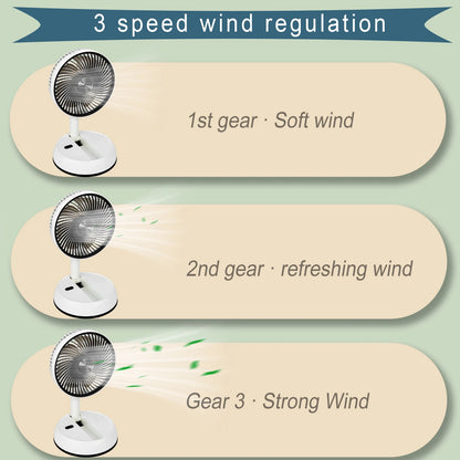 Portable Folding Fan - 6000mAh Rechargeable USB Remote Control Silent Floor Standing Fan