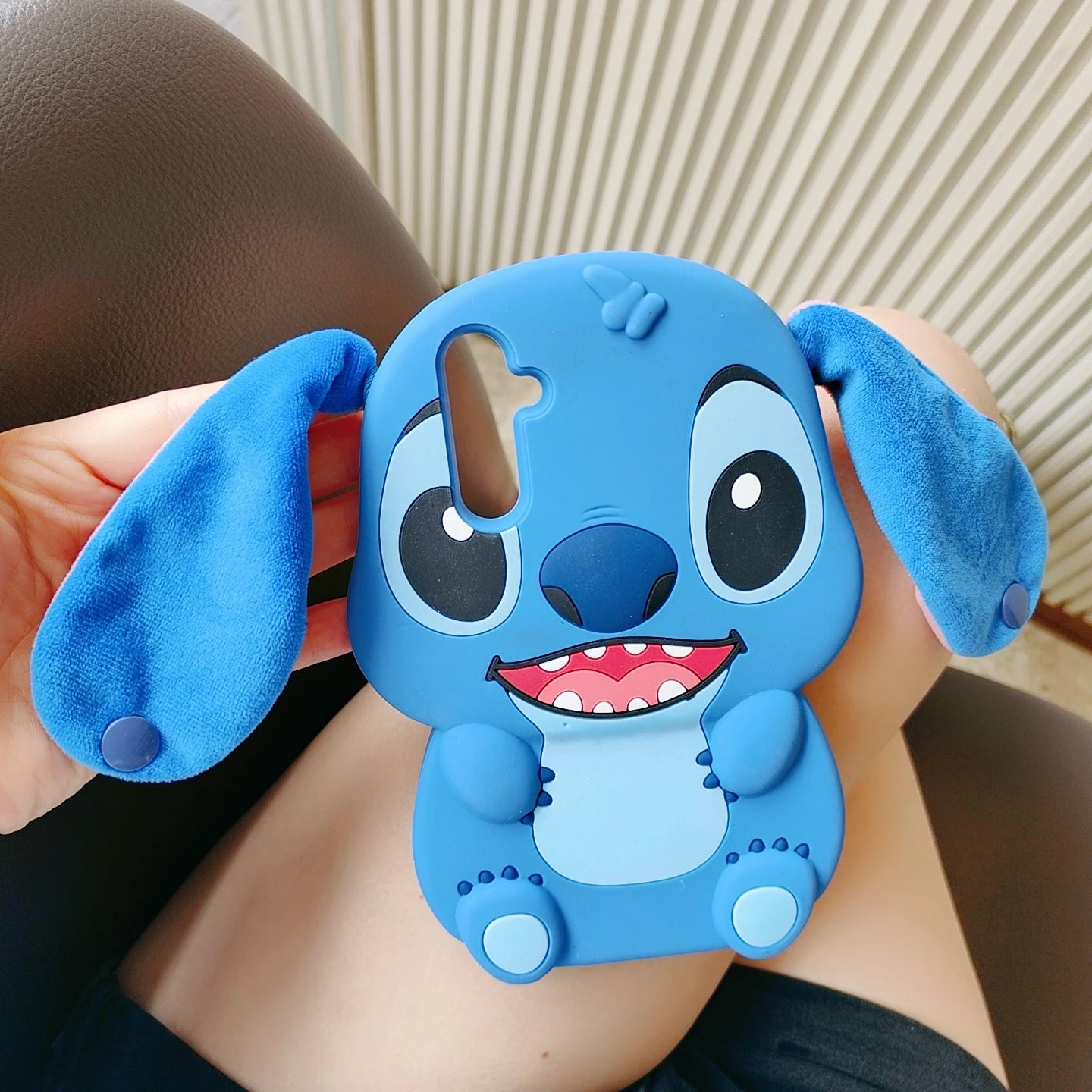 3D Cartoon Stitch Keychain Plush Phone Case with Ear Cover – Compatible with Samsung Galaxy S23/S24/S25 Ultra & A14-A34 Series