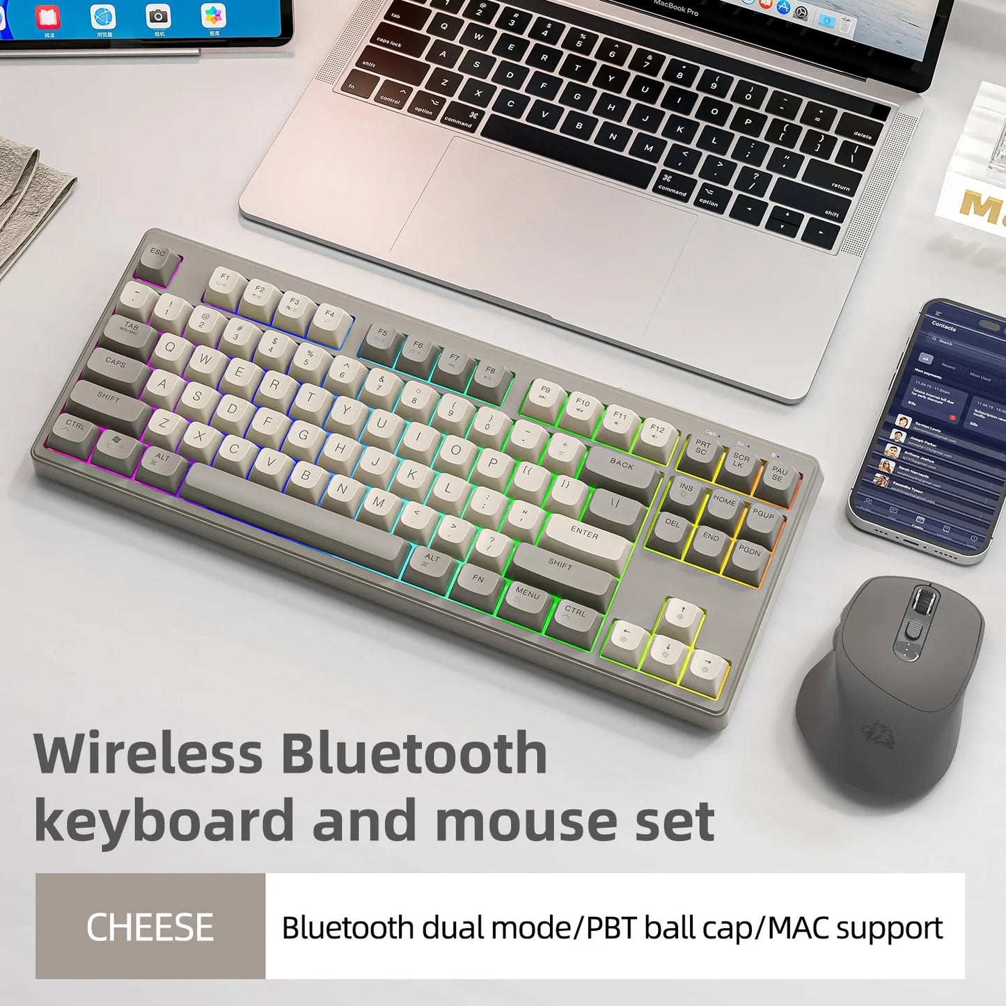 M87 Wireless 87-Key RGB Gaming Keyboard – Dual Mode Bluetooth with PBT Keycaps