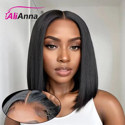Glueless Short Bob Human Hair Wig – Ready to Wear Pre-Cut Transparent Lace Wig for Women