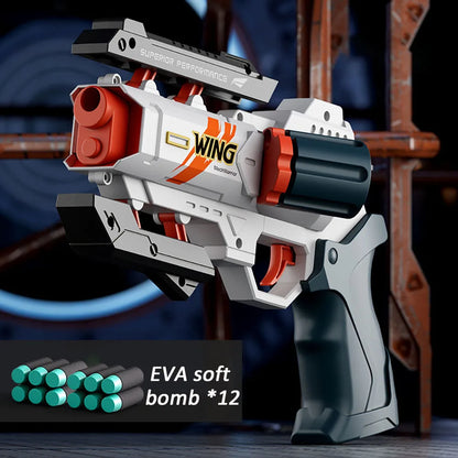 Kids Soft Bullet Gun Toy – EVA Foam Bullet Pistol, Rapid Deformation Revolver for Boys & Adults, Outdoor Shooting Gift