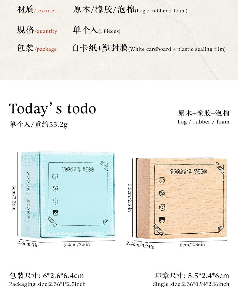 Cute Cat Wood Stamp Calendar – Daily & Monthly Planner Stamps for Journaling, Scrapbooking & DIY Crafts