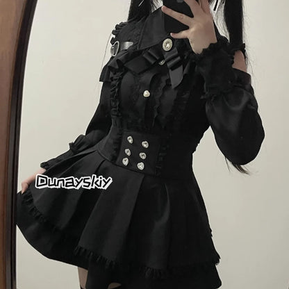 Jirai Kei Lolita Blouse Top — Y2K Sweet Japanese Style Long Shirt with Bow for Women, S-XL, 3 Colors