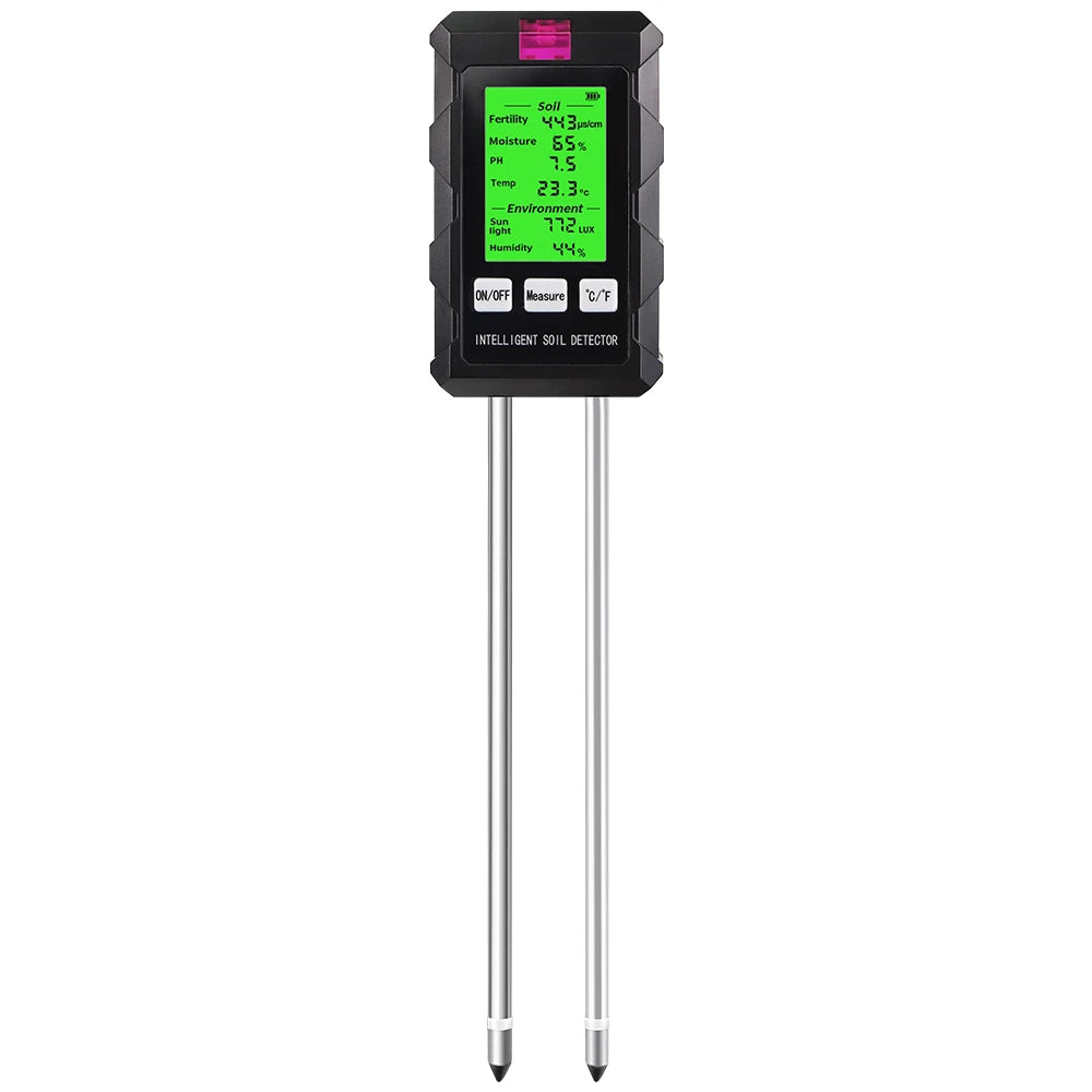 6 in 1 Soil Tester - pH, Temperature, Humidity, Sunlight, Air, Moisture & Nutrient Fertility Meter for Gardening