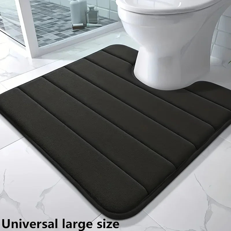 U-Shaped Toilet Mat - Memory Foam Bathroom Carpet, Anti-Skid & Super Absorbent Bath Mat