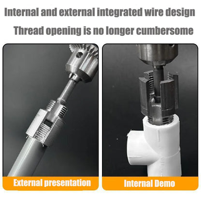 High-Speed DN15/DN20 Pipe Threading Tool – Double-Ended Internal & External Cutter for Electric Drill, 4/6 Point Water Pipe Work