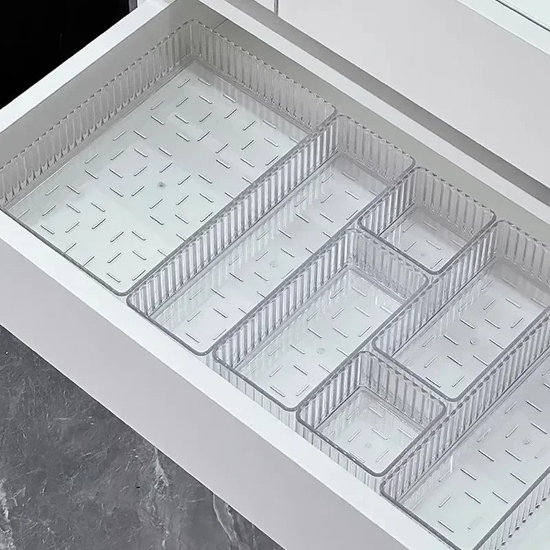 Unlimited Desk & Drawer Organizer Set – Clear Plastic Storage Boxes for Bathroom, Makeup & Kitchen