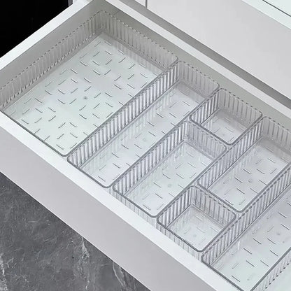 Unlimited Desk & Drawer Organizer Set – Clear Plastic Storage Boxes for Bathroom, Makeup & Kitchen