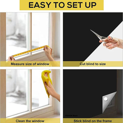 100% Removable Light Blocking Window Cloth - DIY Total Blackout Glass Privacy - Darkening Window Tint Black Sticker