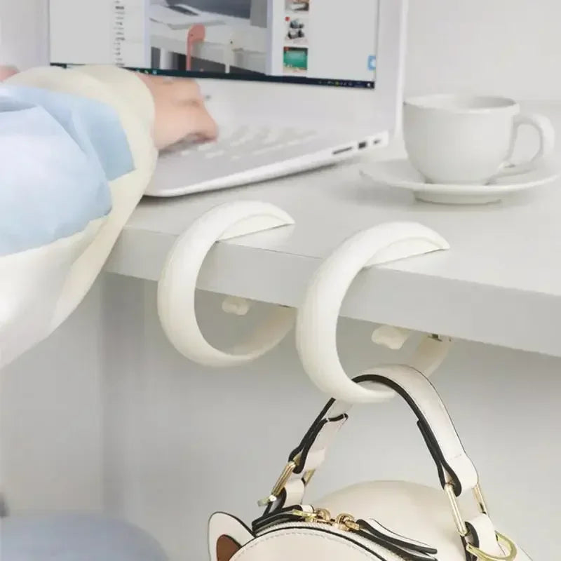 Portable Bag Hook Hanger - Foldable Table Hook for Office Decor, Plastic Desk Side Hook for Handbag, Travel Bag Organizer Hooks Holder