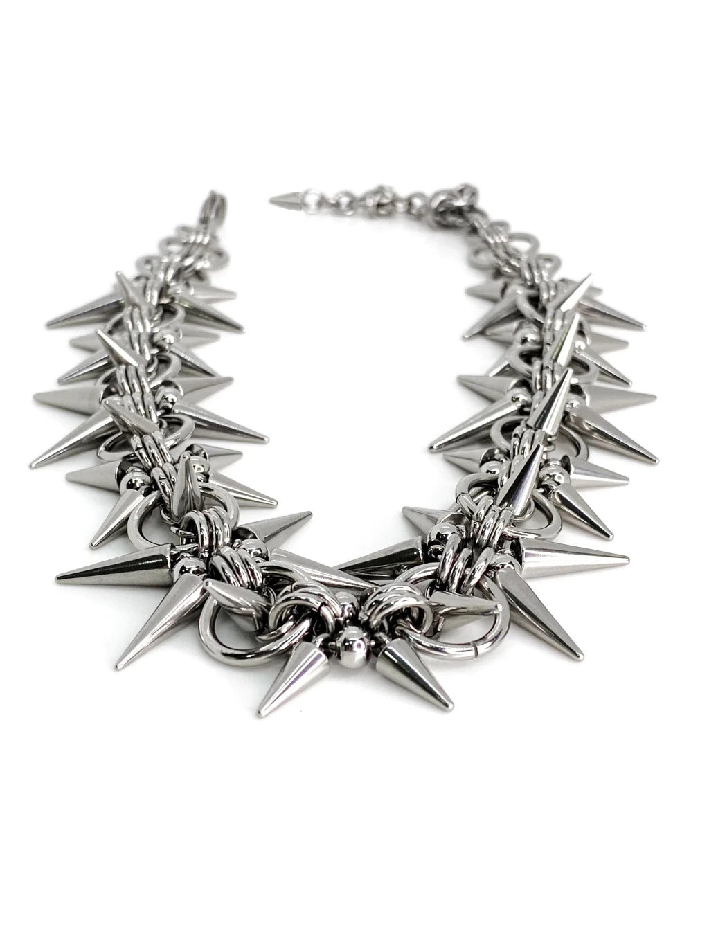 Punk Grunge Rivet Chain Earrings & Geometric Necklace – Handmade Goth Hip Hop Jewelry