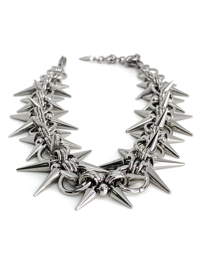 Punk Grunge Rivet Chain Earrings & Geometric Necklace – Handmade Goth Hip Hop Jewelry