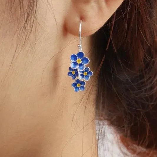 Blue Flower Pendant Earrings - Elegant Daily Fashion Jewelry Gift for Women’s Parties