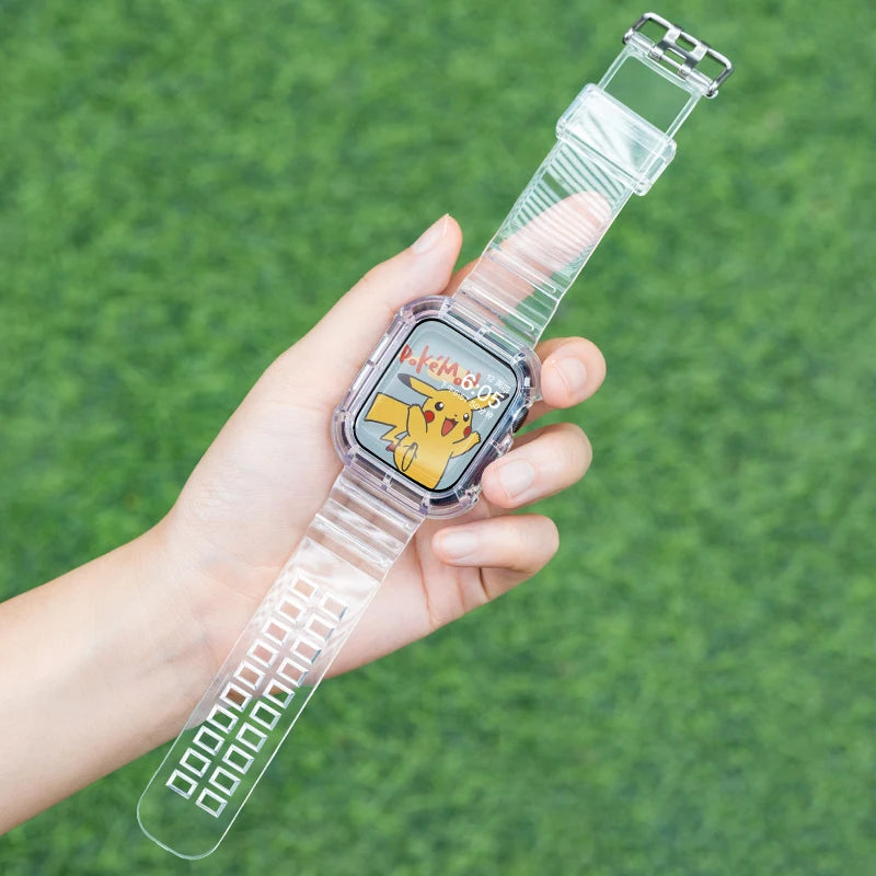 Clear Strap + Case for Apple Watch Series 5/SE/6/4/Ultra 8/7 – Transparent Plastic Band for 38mm, 40mm, 41mm, 42mm, 44mm, 45mm, 49mm