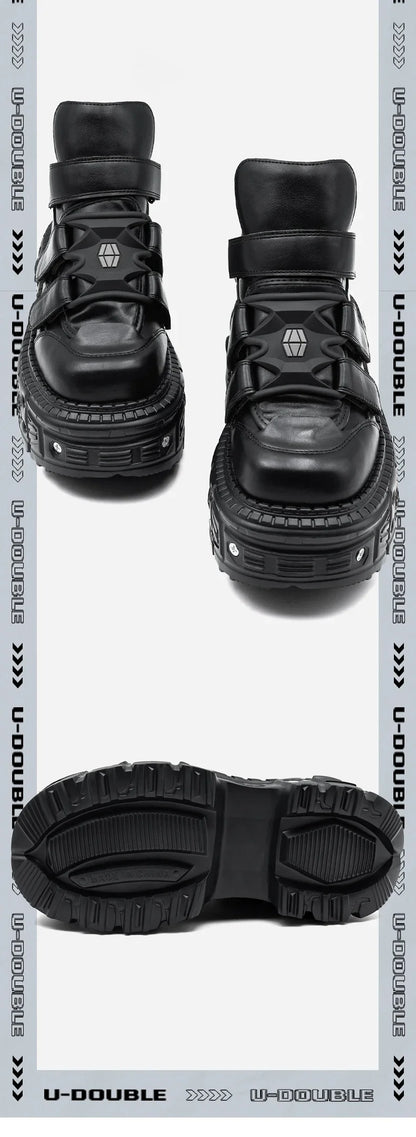 2025 Women’s Punk Gothic Ankle Boots – Lace-Up Platform Shoes with 9CM Heel & Metal Decor