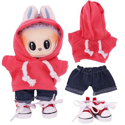 Labubu 17cm Doll Clothes Set — Plush Doll Accessories for Girls’ Birthday & Christmas Gifts