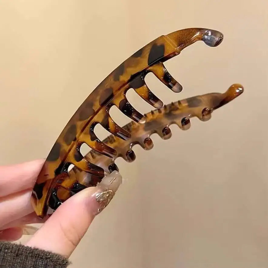 Tortoiseshell Banana Hair Clip - Fish Shape Twist Clamp Barrettes for Women Hair Styling Accessories