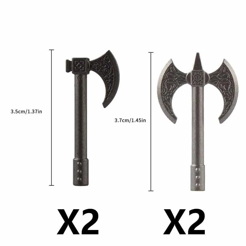 Medieval Figure Weapons Building Blocks Kit – King Sword, Lion Shield, Trident & Double-Edged Axe Battle Toy