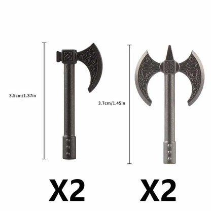 Medieval Figure Weapons Building Blocks Kit – King Sword, Lion Shield, Trident & Double-Edged Axe Battle Toy