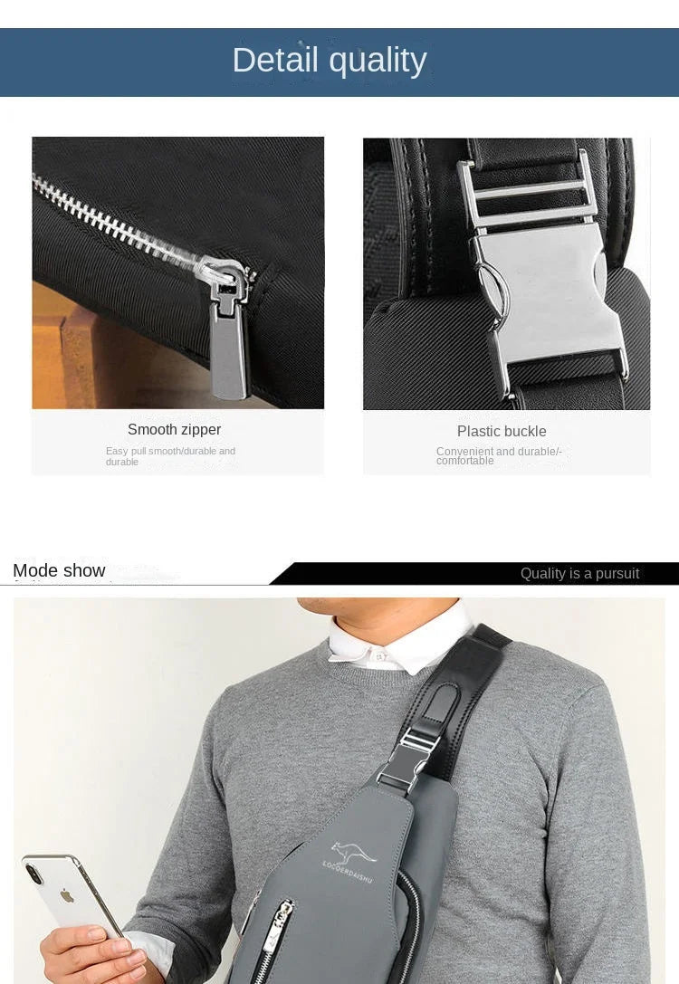 Men's Waterproof Oxford Chest Bag – Korean Style Casual Sport Crossbody Shoulder Messenger Bag
