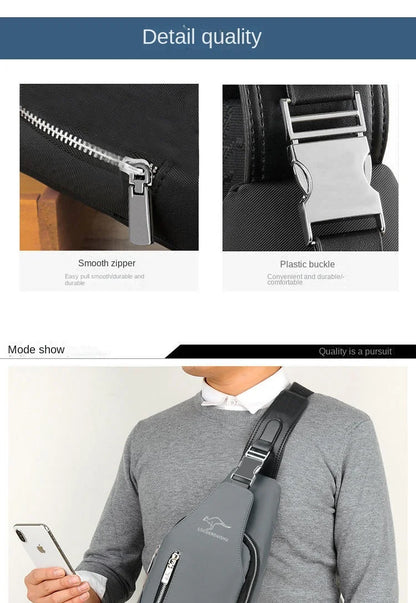 Men's Waterproof Oxford Chest Bag – Korean Style Casual Sport Crossbody Shoulder Messenger Bag