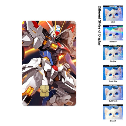 Gundam RX-78-2 & ZGMF-X19A Card Stickers - 2.5D HD Matte Waterproof PVC Skins for Credit and Debit Cards