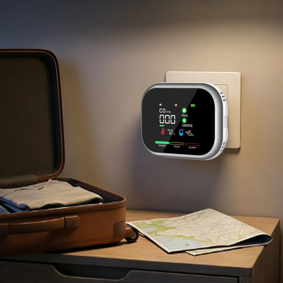 6-in-1 Portable Air Quality Monitor - Indoor CO Detector for Home, RV, Car, Apartment & Travel Use