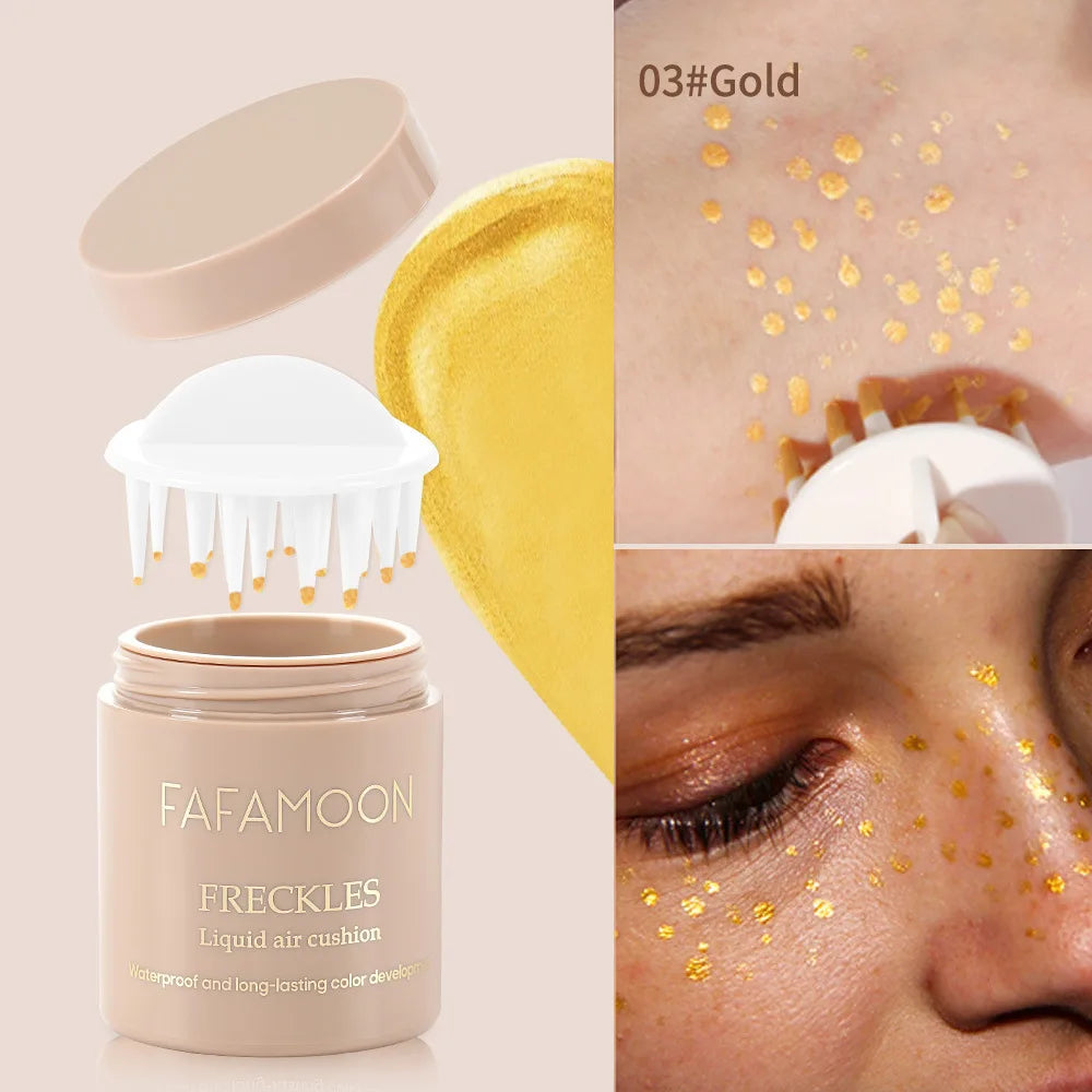 Air Cushion Freckle Stamp Kit - Lifelike Natural Simulation Fake Freckles for Face & Body, Waterproof Makeup Dot Spot Comb