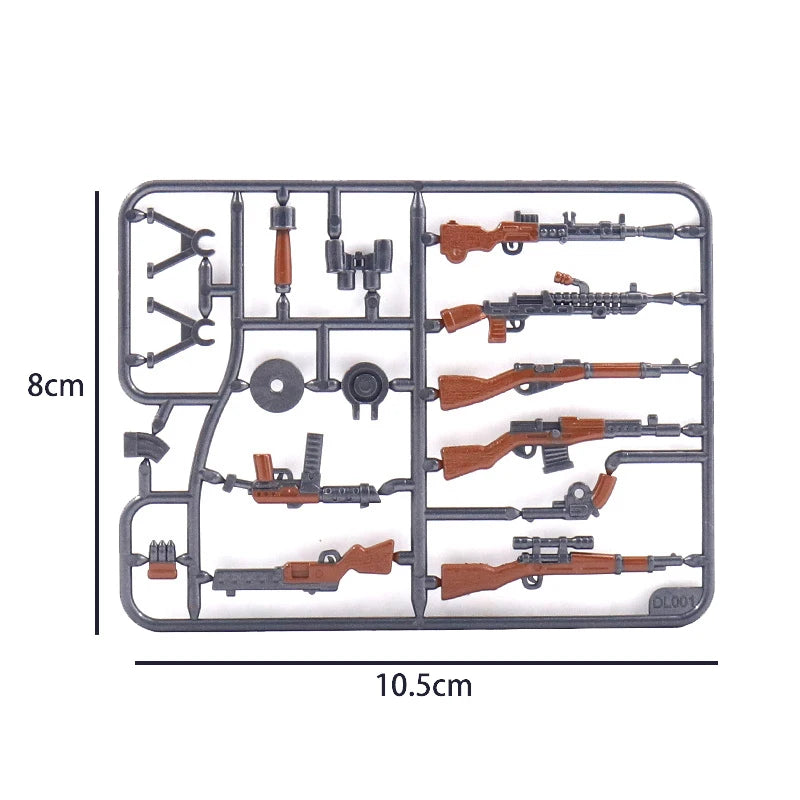 Military Building Blocks Soldier Set - Tactical Weapons Figures with Gatling Gun, Rifle, Mortar & Accessories Toy Kit