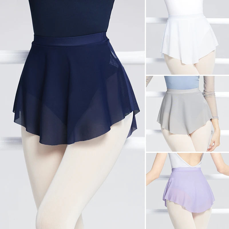 Women's Ballet Dance Skirt - Side Split Soft Mesh Elastic Tutu Wrap Skirt
