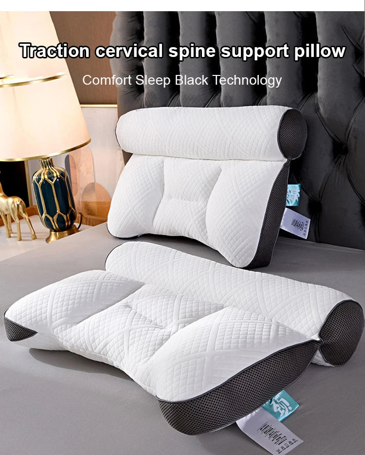 Anti-Traction Sleep Neck Care Pillow – Zoning Design, Washable Adult Pillow Core, Knitted Low Pillow for Home & Hotel