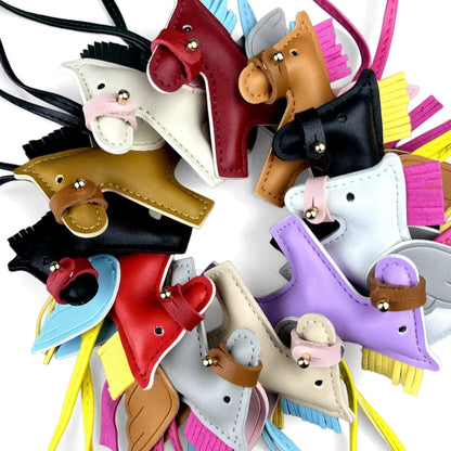 Winged Pony Keychain - Premium PU Leather Bag Charm with Detachable Strap