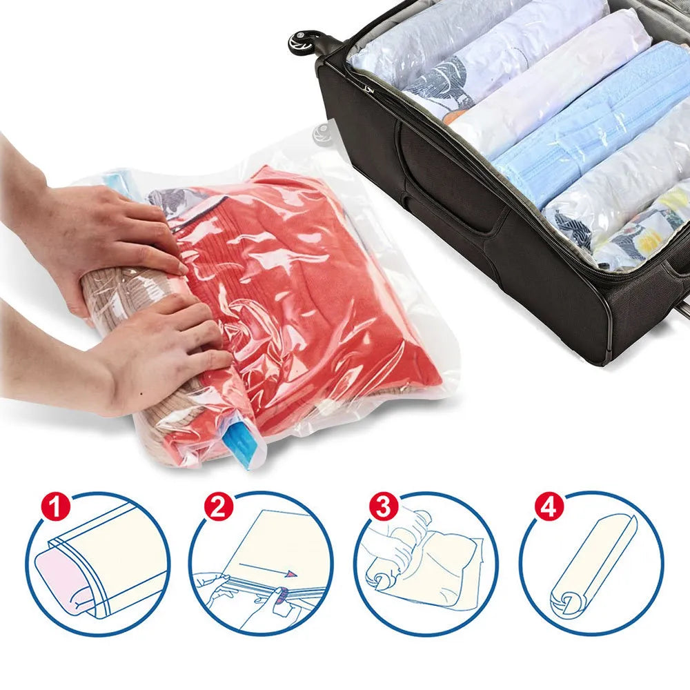 Travel Roll-Up Compression Bags: Space-Saving Luggage Packing Solution for Clothes