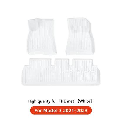 YZ TPE White Foot Pad — Fully-Surrounded Floor Liner for Tesla Model 3 & Model Y (2021–2025) | Waterproof, Non-Slip