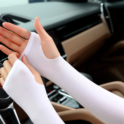 UPF50+ Ice Fabric Arm Sleeves - Breathable Quick Dry Sportswear for Running - Sun UV Protection Long Arm Covers for Cycling