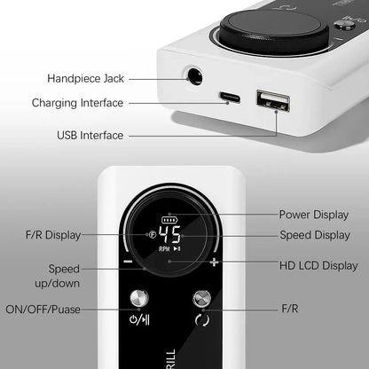 Effortless Nail Care: 45000RPM Rechargeable Electric Nail Drill Machine - Portable Nail File Sander for Gel Nails Polishing, Ideal for Home Manicures or Salon Use