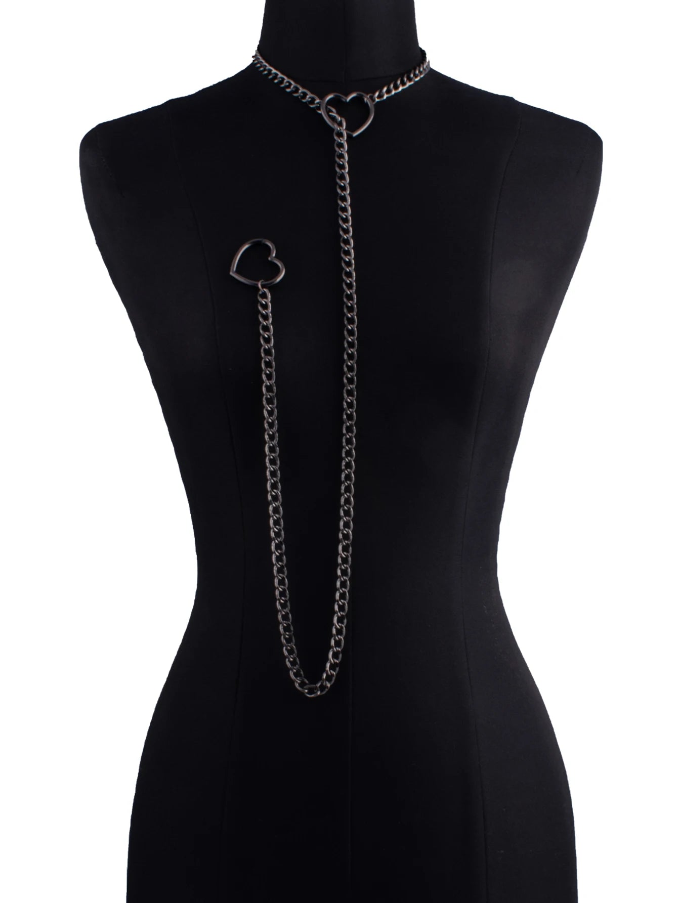 Heart Slip Chain Necklace for Women — Fashion Punk Rock Goth Choker Jewelry Accessory