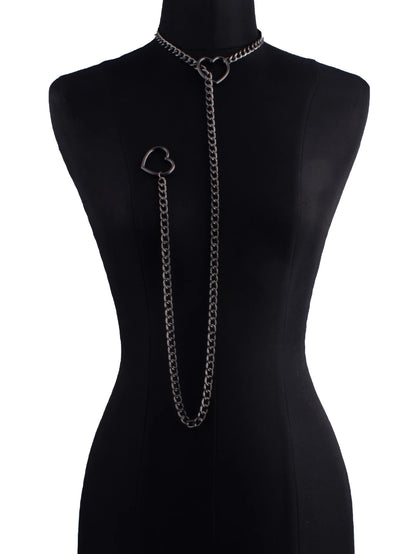 Heart Slip Chain Necklace for Women — Fashion Punk Rock Goth Choker Jewelry Accessory