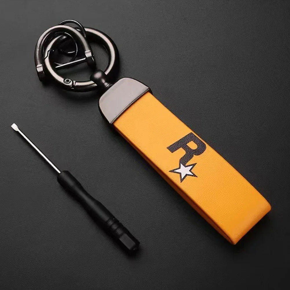 Durable Yellow Multi-Pendant Key Holder Strap – Nylon Webbing Game Keychain, Key Ring & Keyfob
