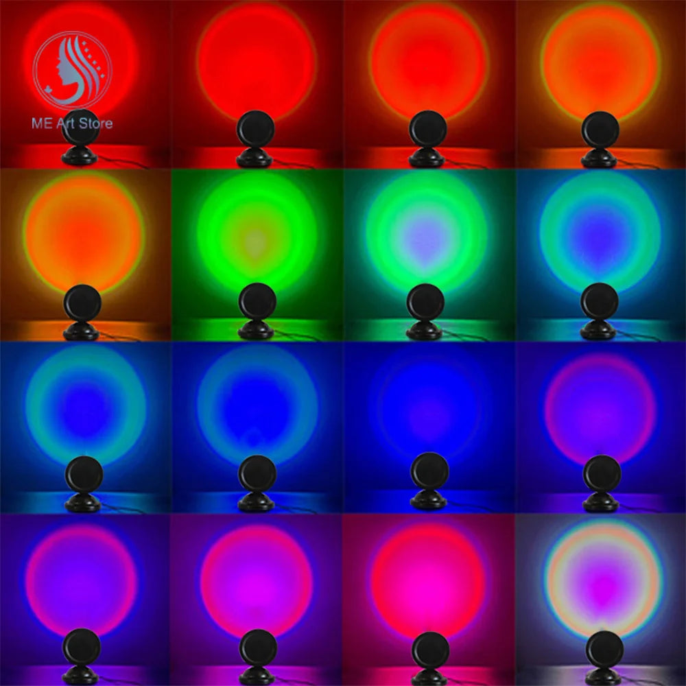 Vibrant Sunset Projection Light – 16-Color Spectrum, USB Remote Control, Dynamic LED Light for Warm Home Ambience