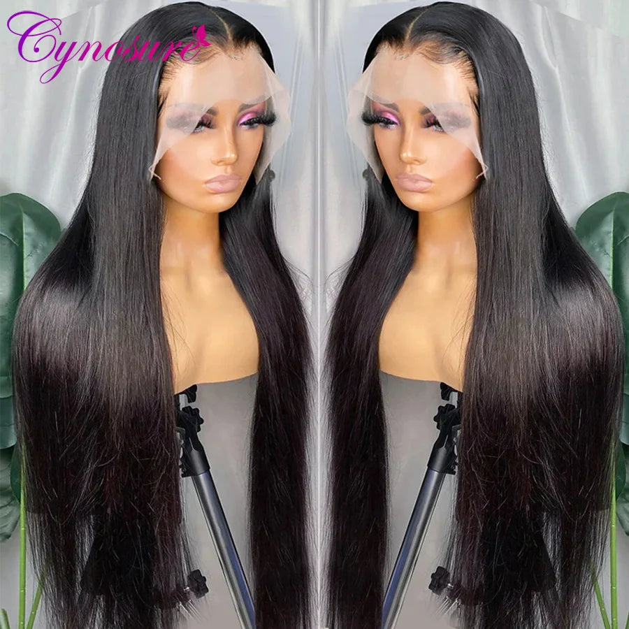 Cynosure 13x4/13x6 HD Transparent Lace Front Human Hair Wig – Pre-Plucked Remy Brazilian Straight Lace Frontal for Women