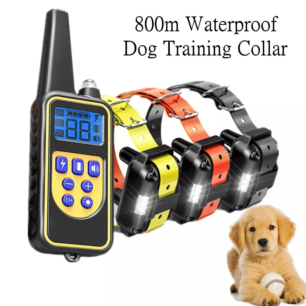 Waterproof Electric Dog Training Collar with Remote – Rechargeable Anti-Bark Control Device for All Dog Sizes