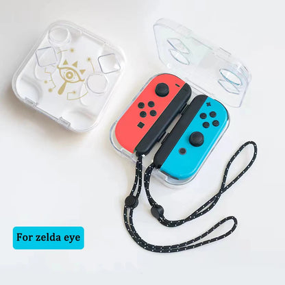 Nintendo Switch Joy-Con Mini Storage Case – Transparent PC Box with Wristband & Silicone Cover for Zelda OLED