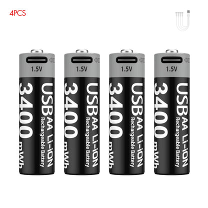 MATOV USB Rechargeable Li-ion AA 3400mWh & AAA 1100mWh 1.5V Batteries Pack